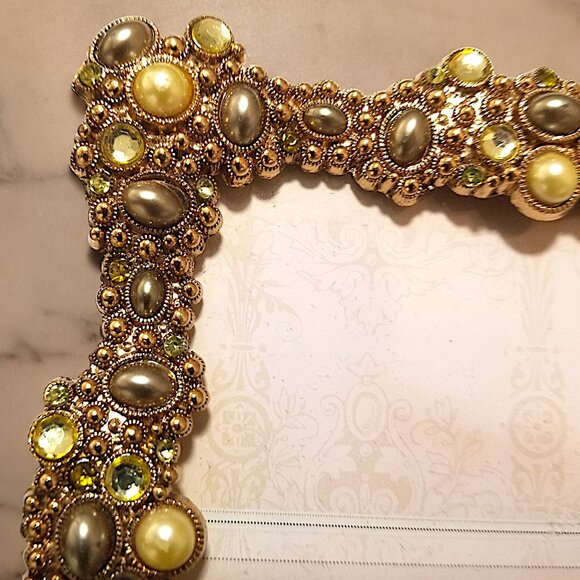 Cabochon, Crystals and Pearls Photo Frame Belle Maison Jeweled Tabletop … - Picture 4 of 14